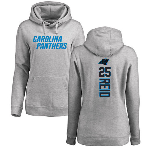 Carolina Panthers Ash Women Eric Reid Backer NFL Football #25 Pullover Hoodie Sweatshirts->nfl t-shirts->Sports Accessory